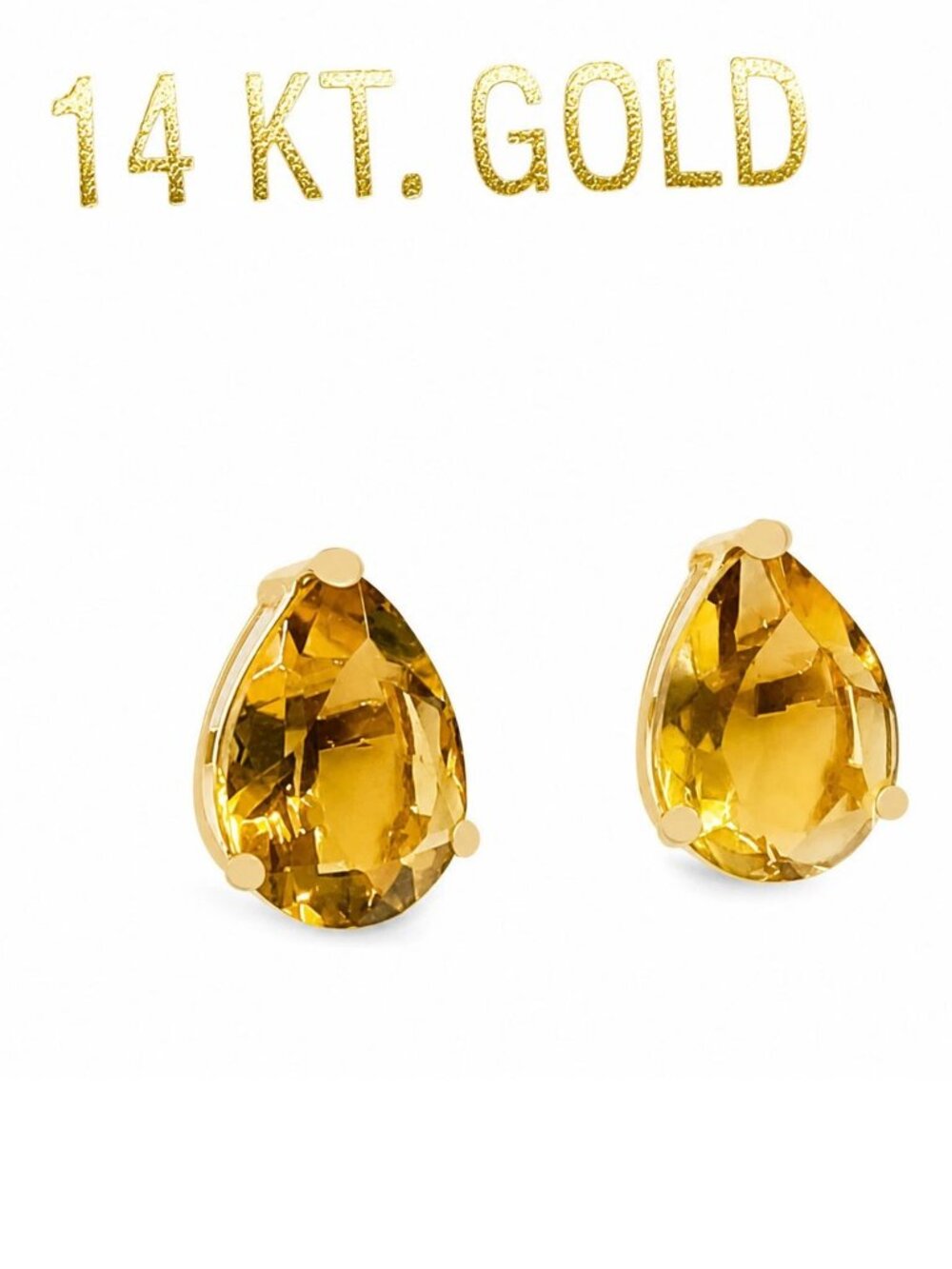 Genuine 3.18 Cts Yellow Topaz Stud Earrings 14k Gold